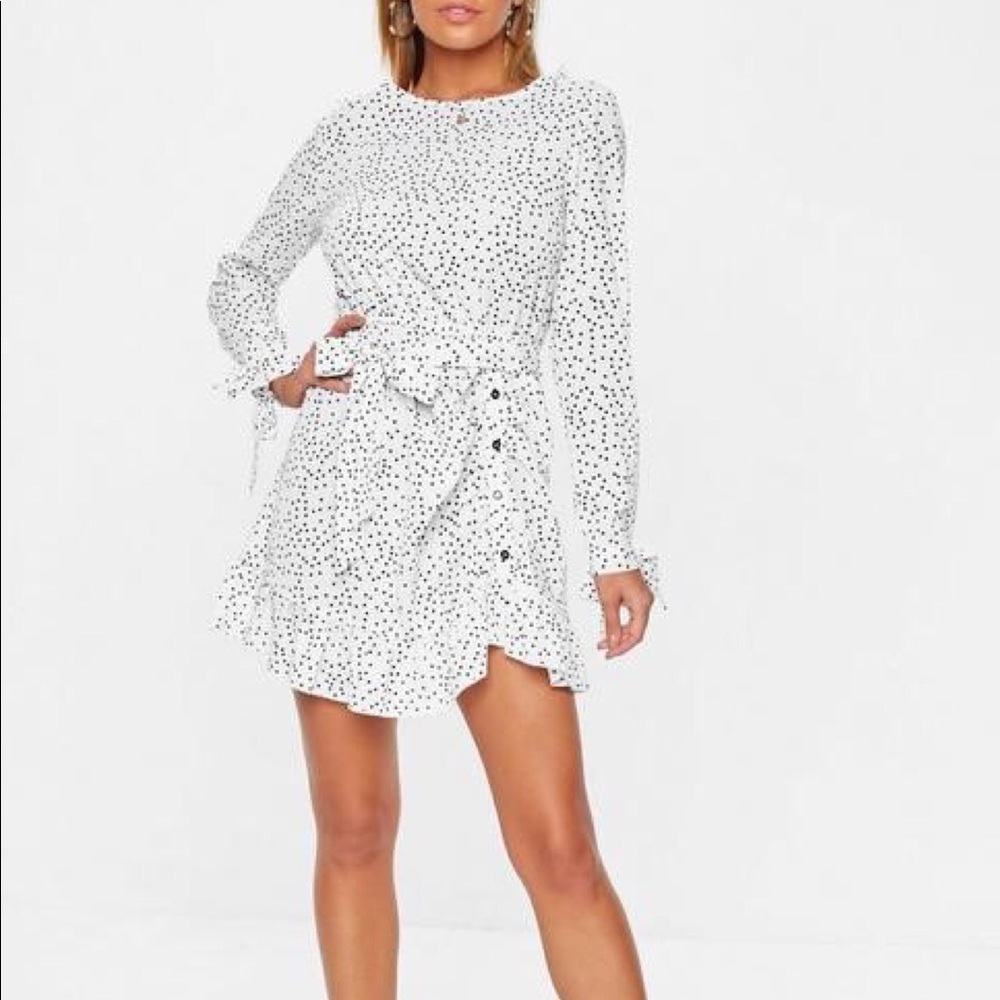 Missguided white polka dot dress